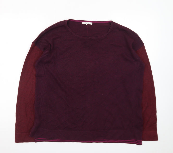 White Stuff Women's Purple Long Sleeve Crew Neck Cotton Wool Jumper Size 12