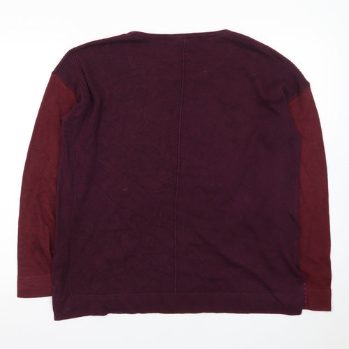 White Stuff Women's Purple Long Sleeve Crew Neck Cotton Wool Jumper Size 12
