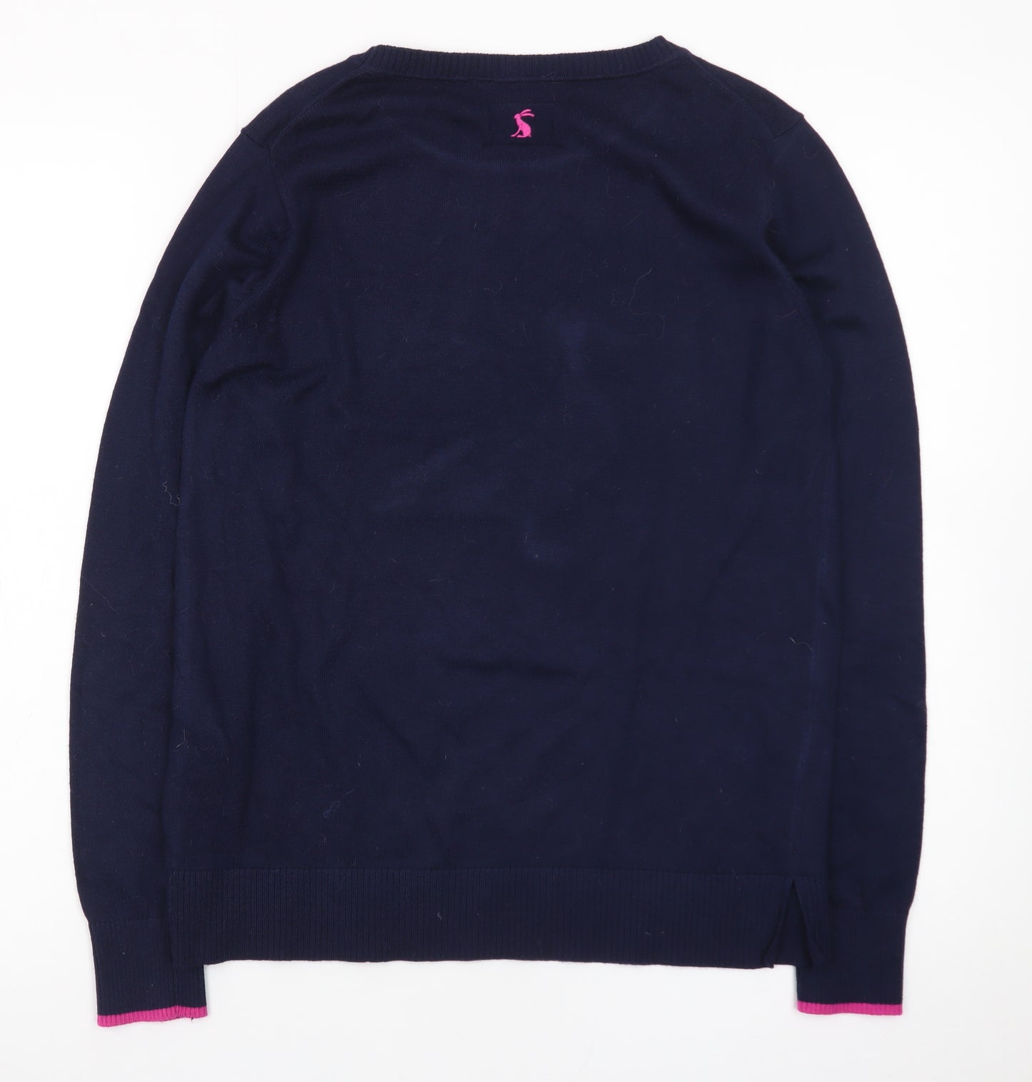 Joules Women's Blue Sequin Duck Jumper UK 10 Cotton Knit Crew Neck