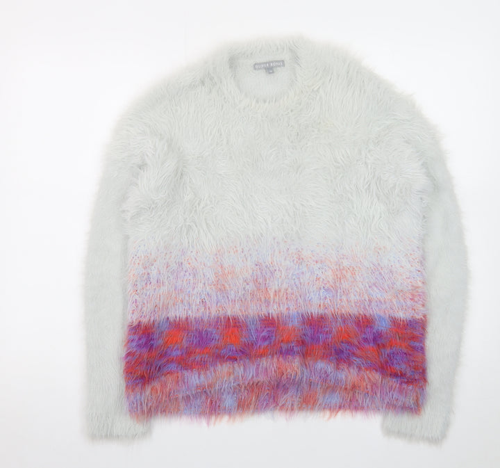 Oliver Bonas Women’s Multicoloured Fluffy Knit Jumper Size 10