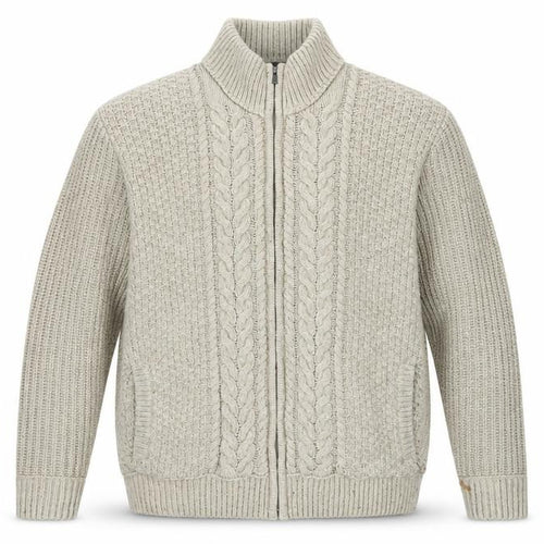 RJR John Rocha Men's Beige 2XL Cable Knit Wool Full Zip Jumper