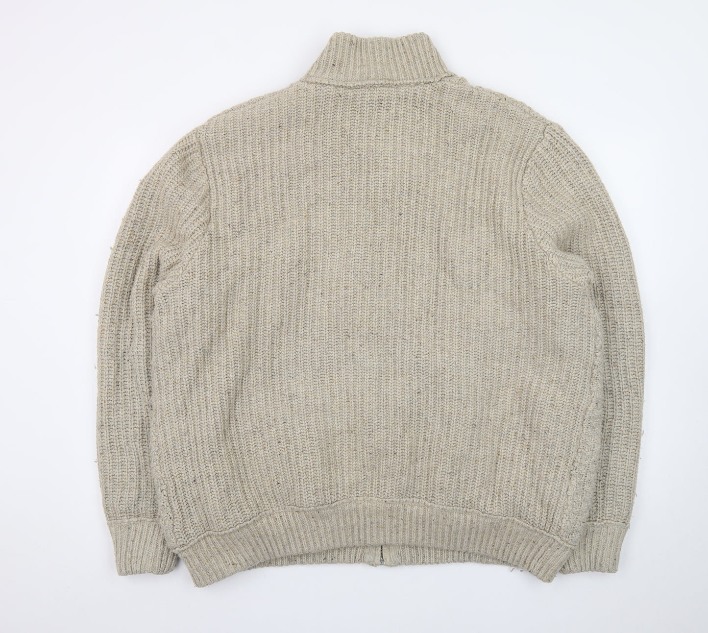 RJR John Rocha Men's Beige 2XL Cable Knit Wool Full Zip Jumper