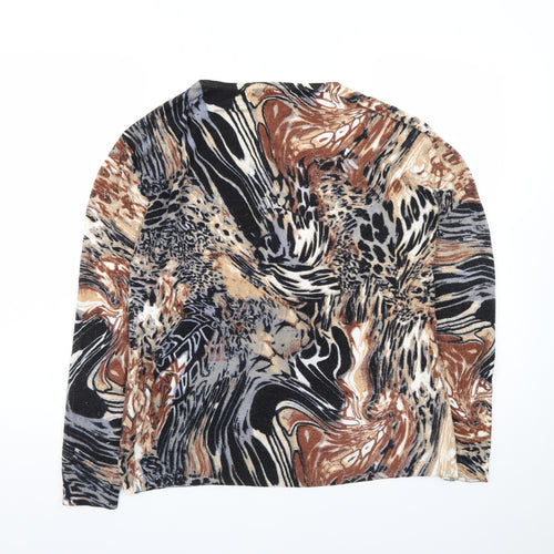 Claudia C Women Brown Multi Animal Print Pullover Jumper M/L