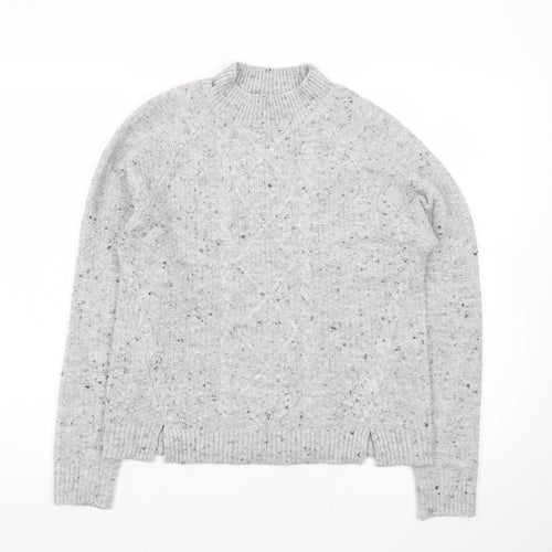 Oasis Women’s Grey Cable Knit Wool Blend Mock Neck Jumper XS