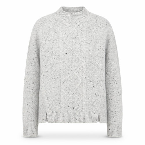 Oasis Women’s Grey Cable Knit Wool Blend Mock Neck Jumper XS