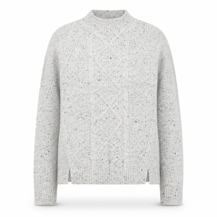 Oasis Women’s Grey Cable Knit Wool Blend Mock Neck Jumper XS