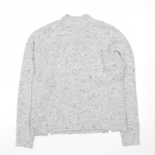Oasis Women’s Grey Cable Knit Wool Blend Mock Neck Jumper XS
