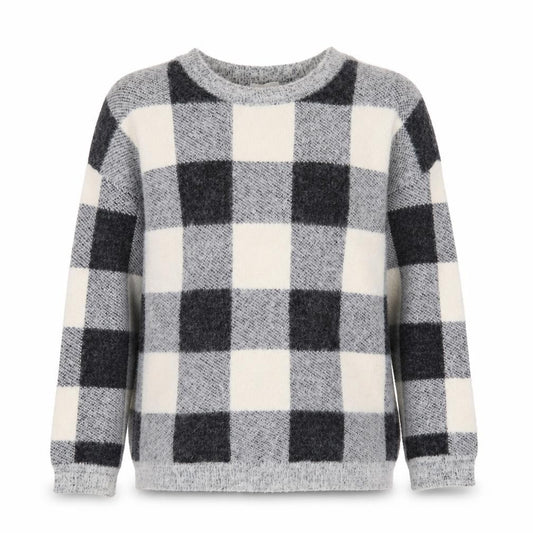 Front view of Cyrus Women Grey Check Knit jumper XS Nylon Blend