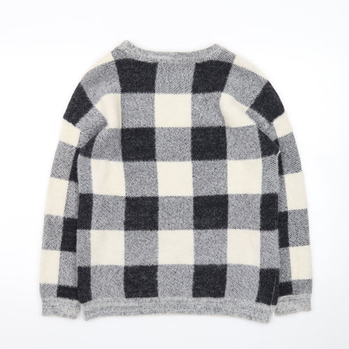 Cyrus Women Grey Check Knit Pullover Jumper XS Nylon Blend
