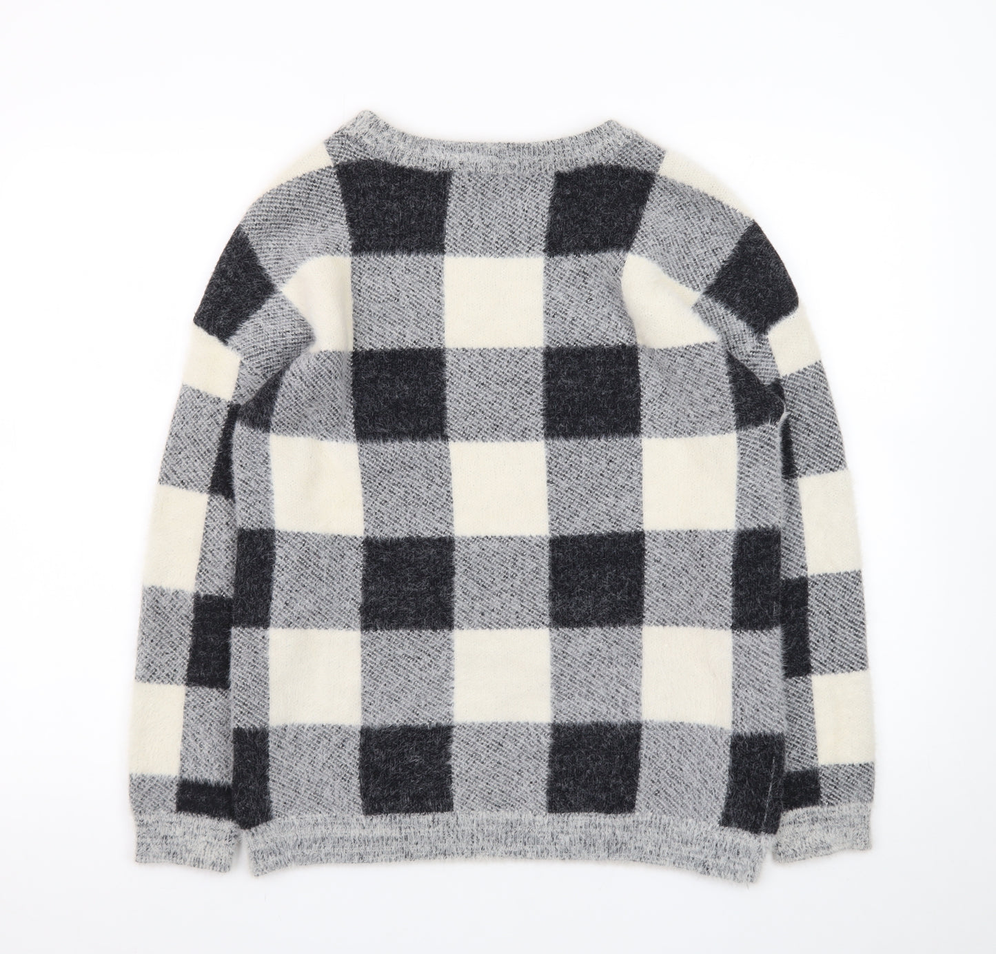 Cyrus Women Grey Check Knit Pullover Jumper XS Nylon Blend