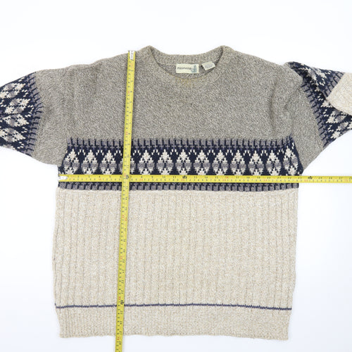 FieldMaster Men's Beige Fair Isle Knit Pullover Jumper L