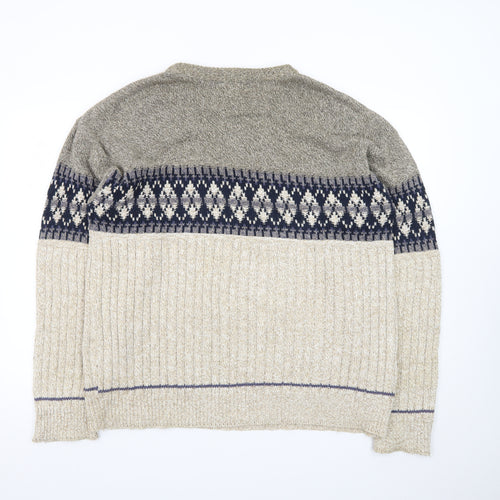 FieldMaster Men's Beige Fair Isle Knit Pullover Jumper L