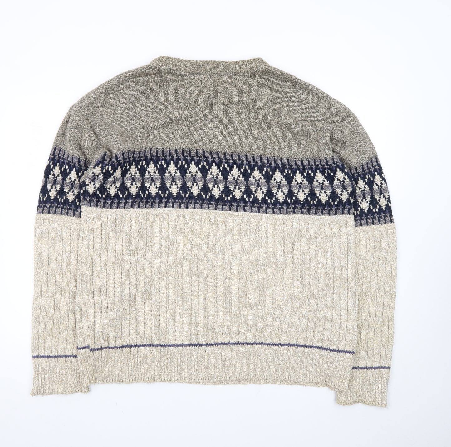 FieldMaster Men's Beige Fair Isle Knit Pullover Jumper L
