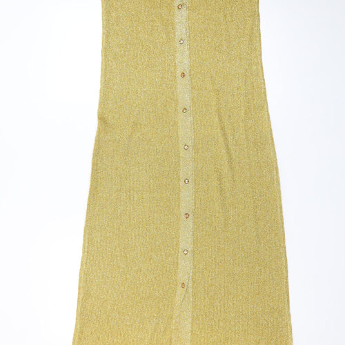 Euro Women’s Gold Sleeveless Long Sheath Knit Dress Size 6