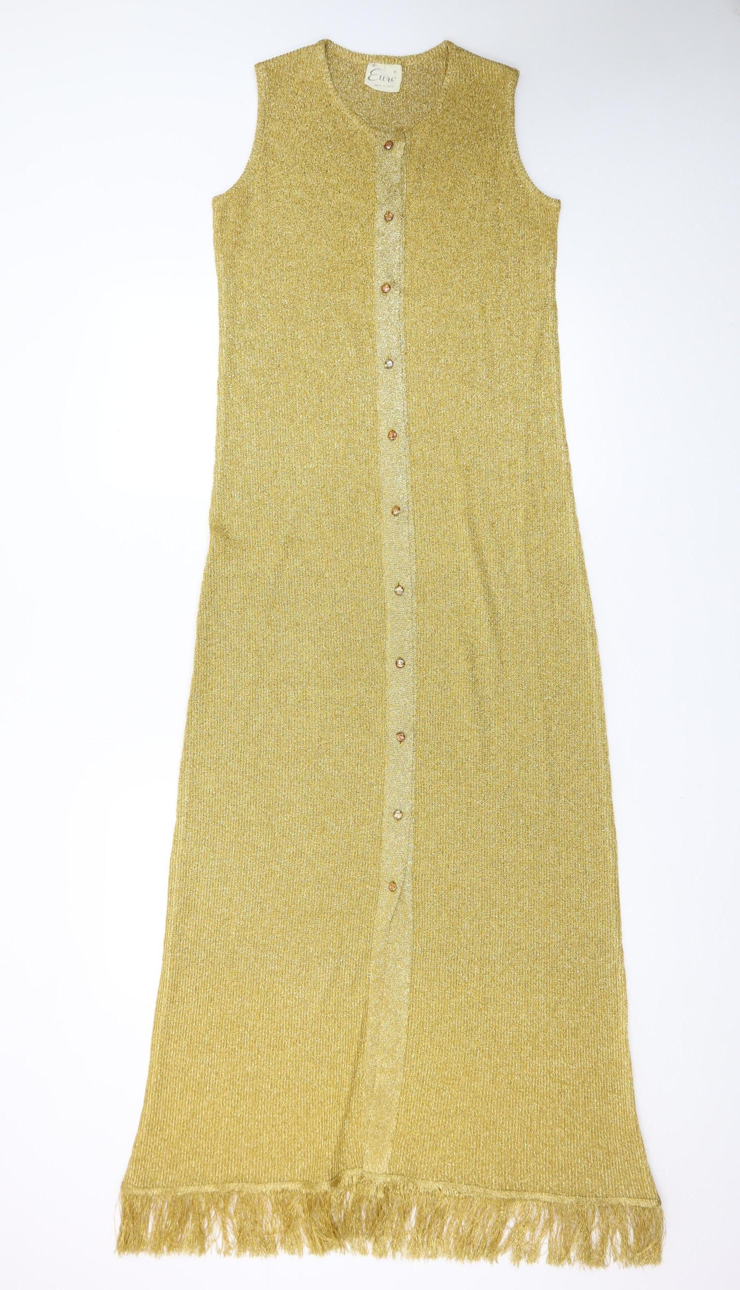 Euro Women’s Gold Sleeveless Long Sheath Knit Dress Size 6