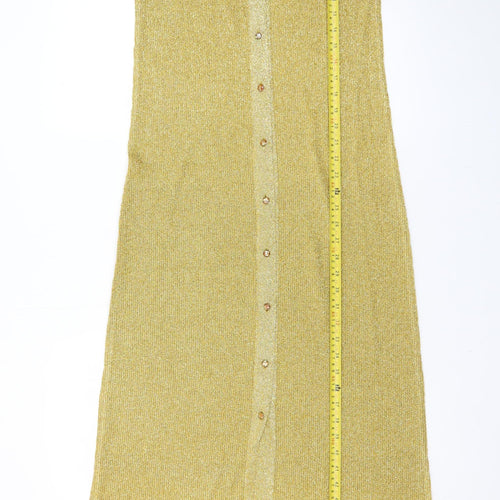 Euro Women’s Gold Sleeveless Long Sheath Knit Dress Size 6
