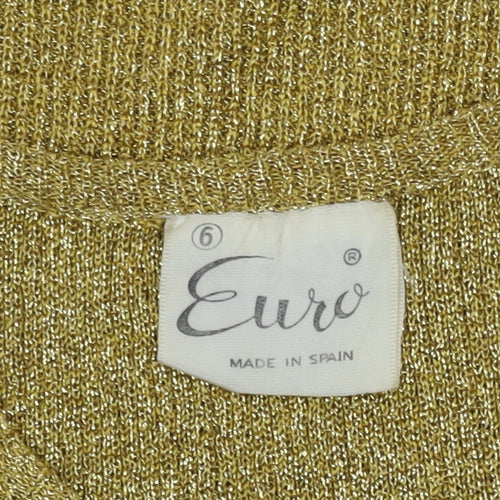 Euro Women’s Gold Sleeveless Long Sheath Knit Dress Size 6