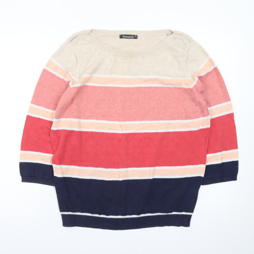Bonmarché Women’s Multicoloured Cotton Striped Crew Neck Jumper Size M
