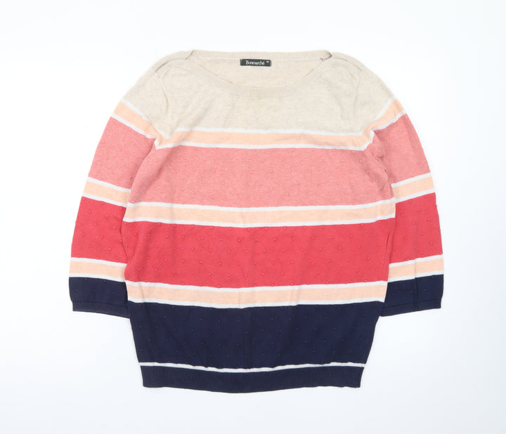 Bonmarché Women’s Multicoloured Cotton Striped Crew Neck Jumper Size M