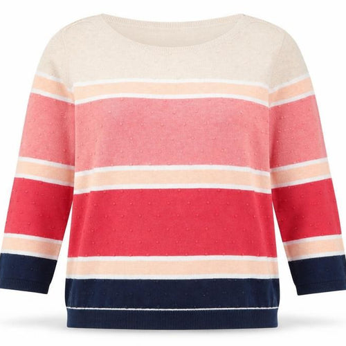 Bonmarché Women’s Multicoloured Cotton Striped Crew Neck Jumper Size M