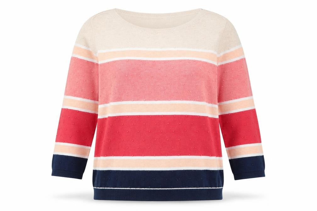 Bonmarché Women’s Multicoloured Cotton Striped Crew Neck Jumper Size M