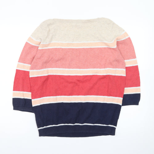 Bonmarché Women’s Multicoloured Cotton Striped Crew Neck Jumper Size M