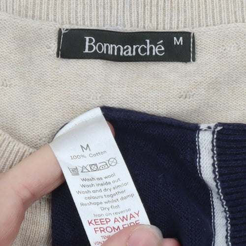 Bonmarché Women’s Multicoloured Cotton Striped Crew Neck Jumper Size M