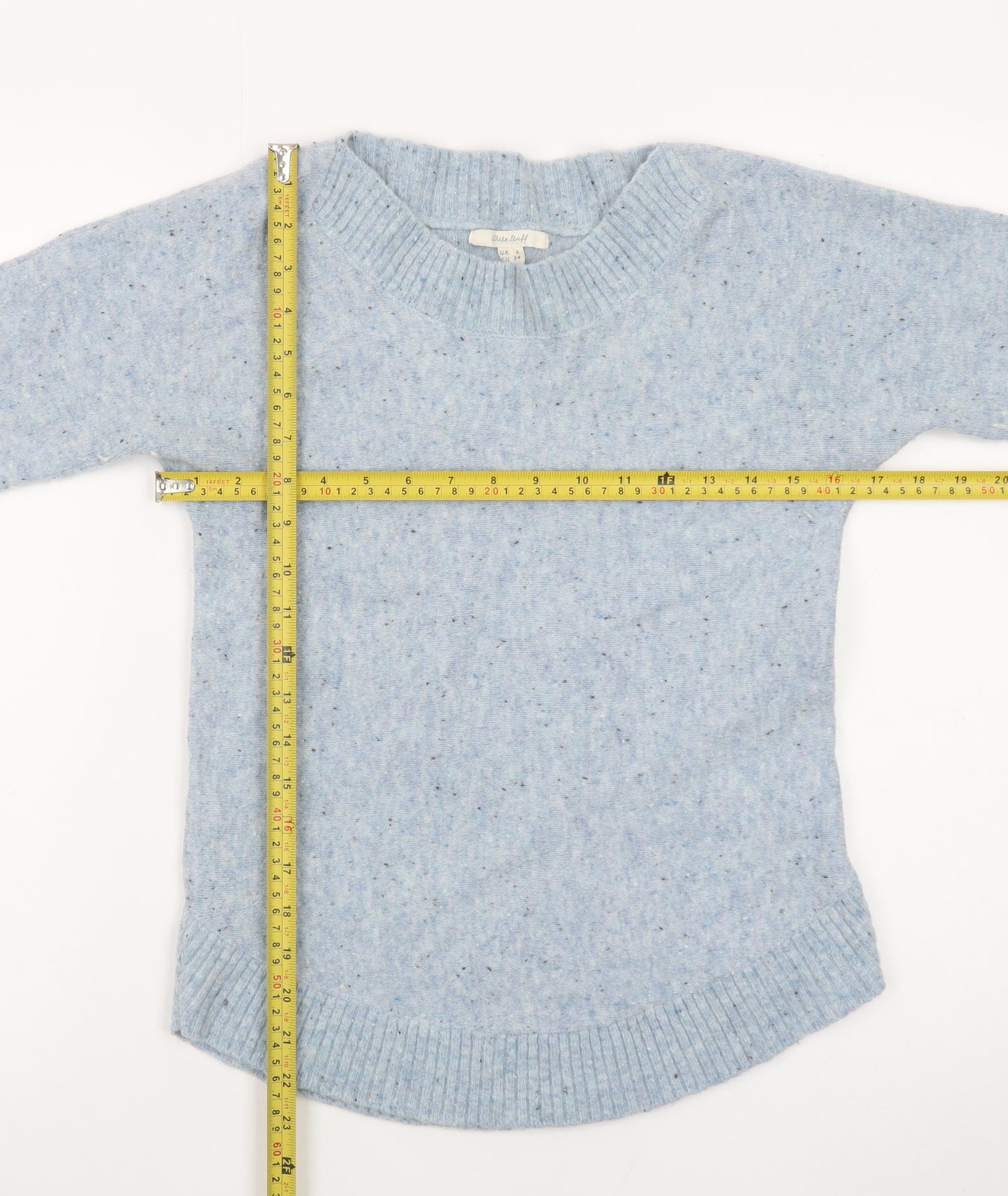 White Stuff Women’s Blue Wool Blend Jumper UK 6 Crew Neck Knit