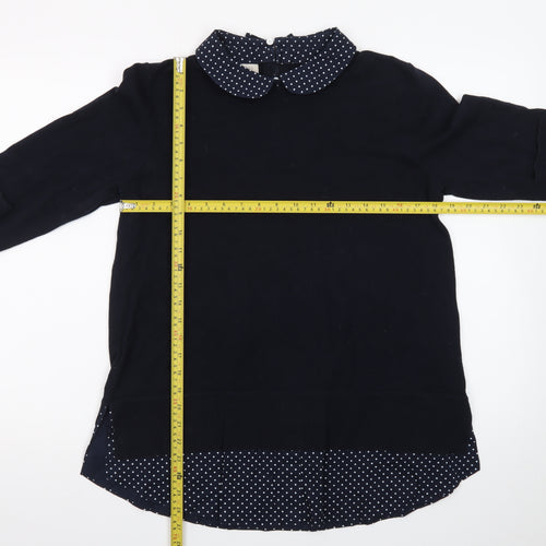 Hobbs Women Blue Collared Layered Look Cotton Jumper L