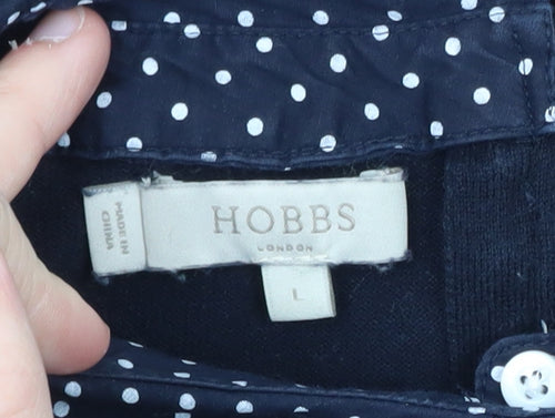 Hobbs Women Blue Collared Layered Look Cotton Jumper L