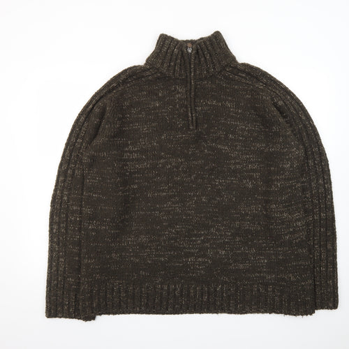 Stone Bay Men's Brown XL 1/2 Zip High Neck Chunky Knit Jumper