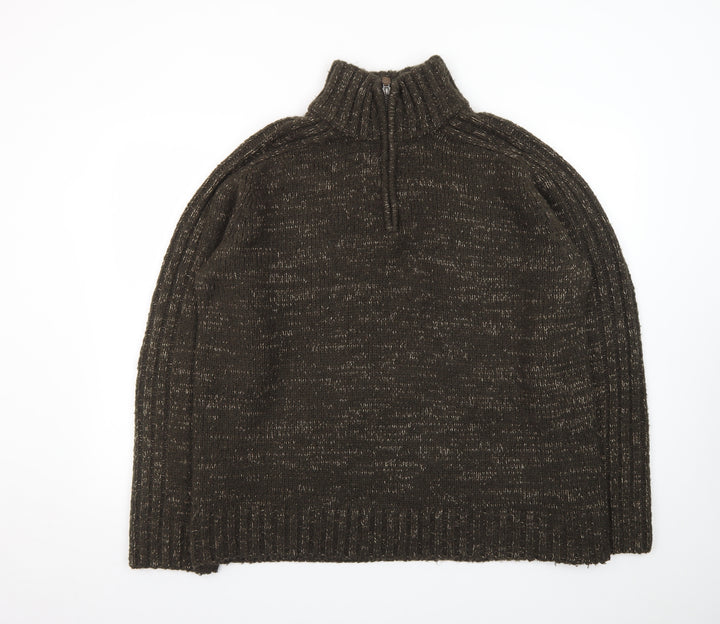 Stone Bay Men's Brown XL 1/2 Zip High Neck Chunky Knit Jumper
