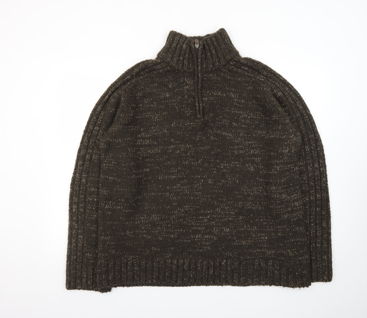 Stone Bay Men's Brown XL 1/2 Zip High Neck Chunky Knit Jumper