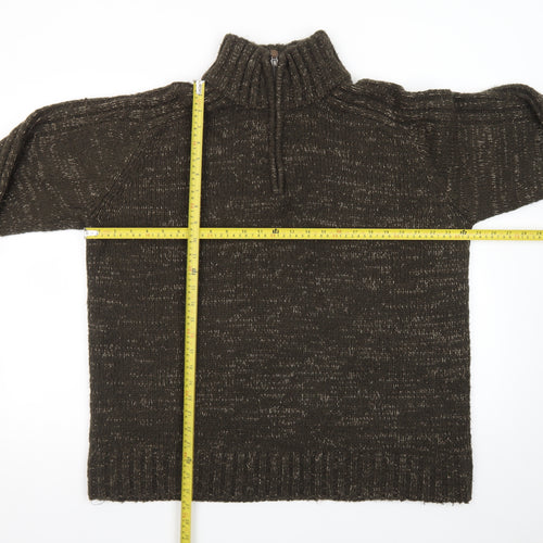 Stone Bay Men's Brown XL 1/2 Zip High Neck Chunky Knit Jumper