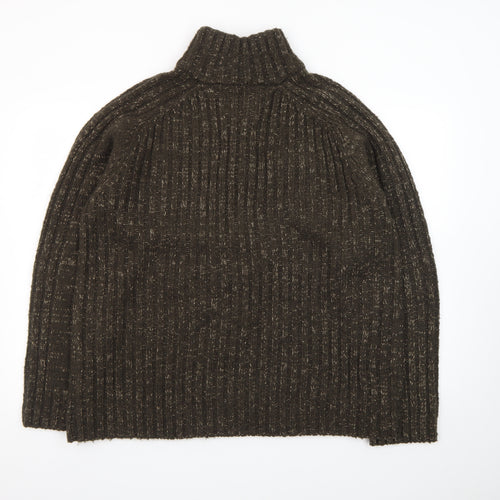 Stone Bay Men's Brown XL 1/2 Zip High Neck Chunky Knit Jumper