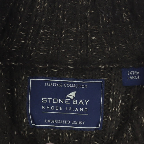 Stone Bay Men's Brown XL 1/2 Zip High Neck Chunky Knit Jumper
