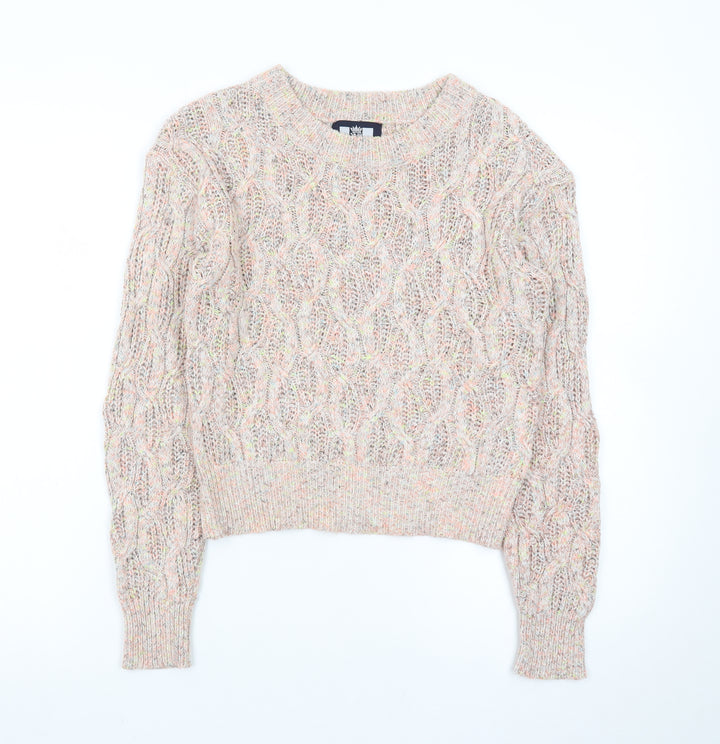 North West Womens Multicoloured XS Cable-Knit Acrylic Jumper