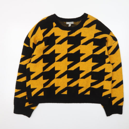 ASOS Women’s Yellow Black Geometric Chunky Knit Jumper Size 16