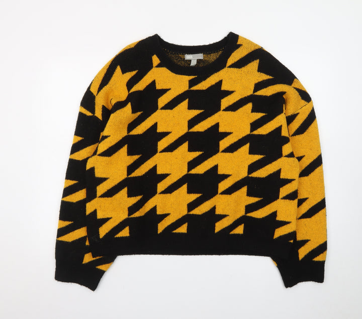 ASOS Women’s Yellow Black Geometric Chunky Knit Jumper Size 16