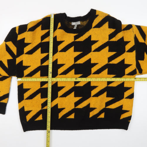 ASOS Women’s Yellow Black Geometric Chunky Knit Jumper Size 16