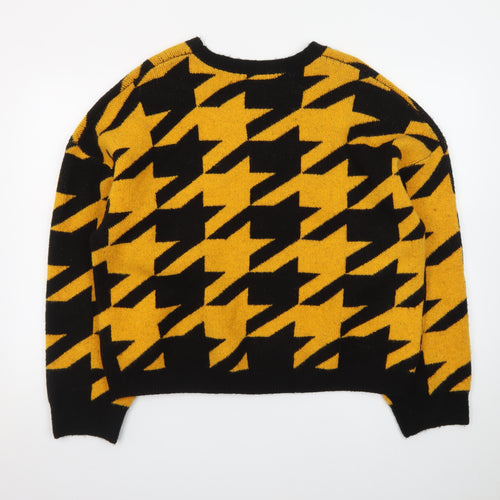 ASOS Women’s Yellow Black Geometric Chunky Knit Jumper Size 16