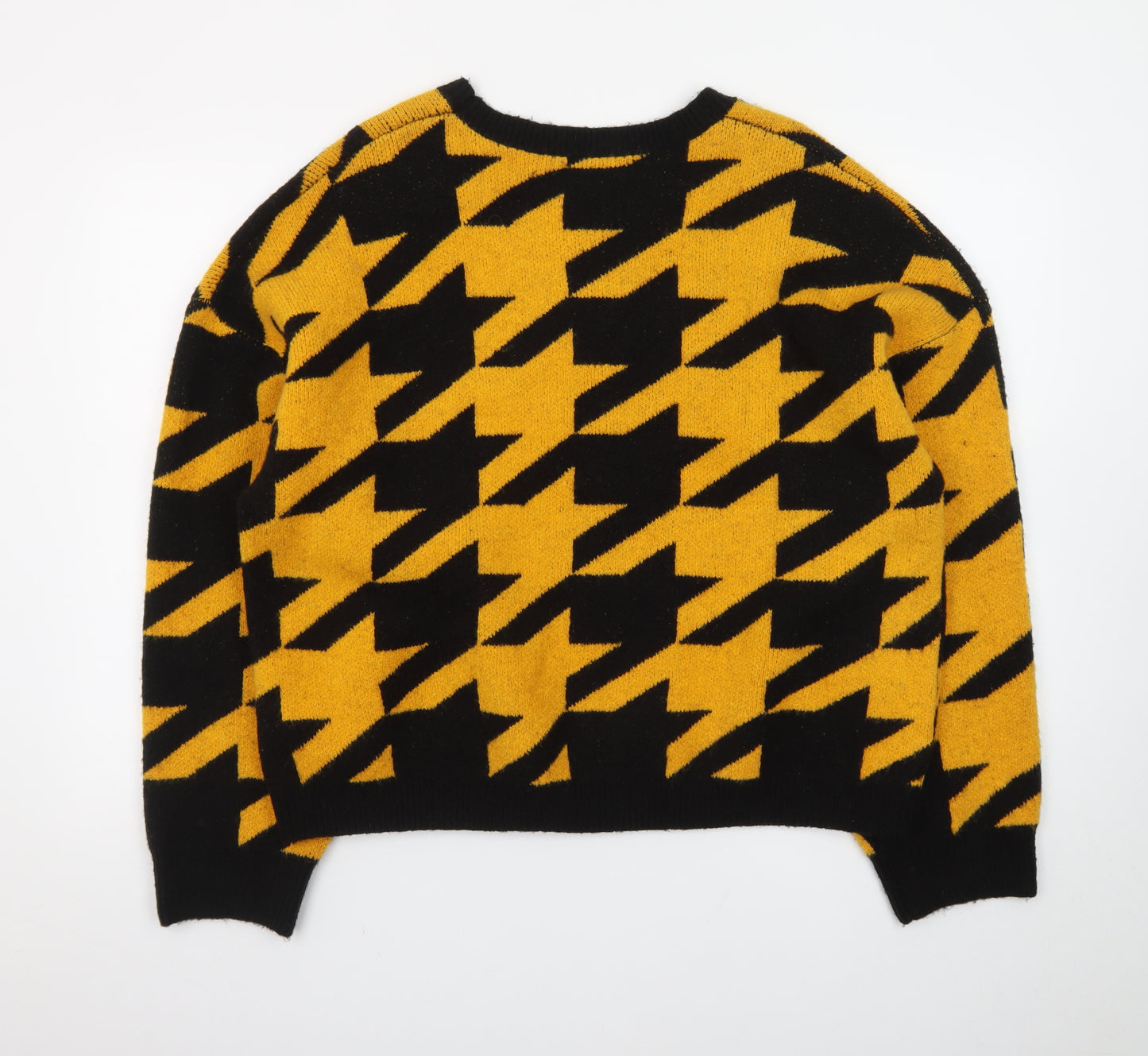 ASOS Women’s Yellow Black Geometric Chunky Knit Jumper Size 16