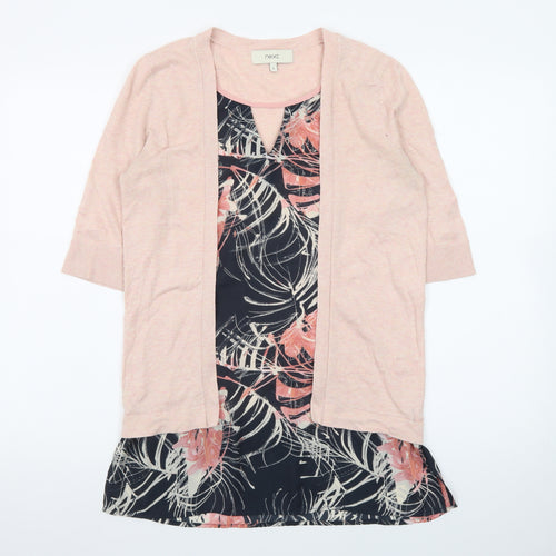 Next Women Pink Floral Layered Cardigan Size 8 Regular Lightweight