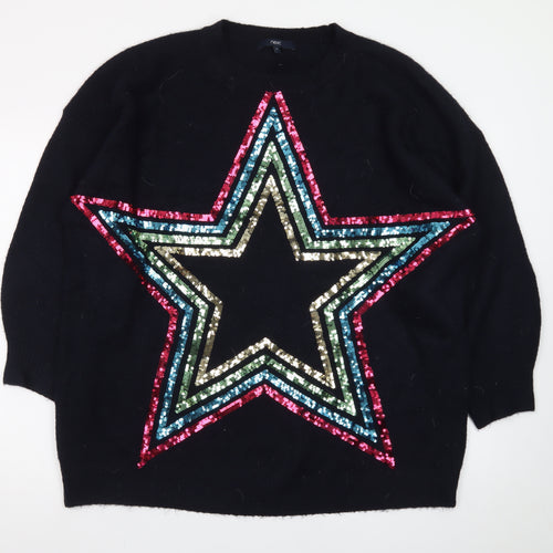 Next Women Black XL Sequin Star Pullover Jumper