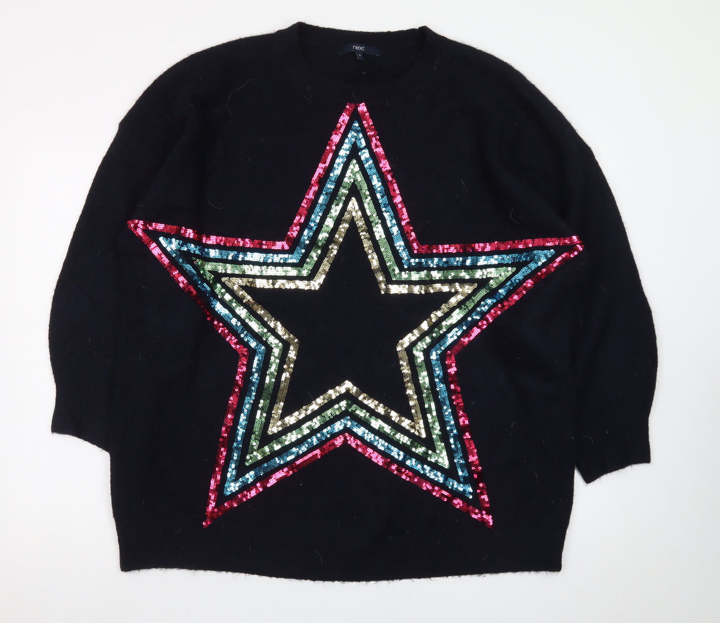 Next Women Black XL Sequin Star Pullover Jumper