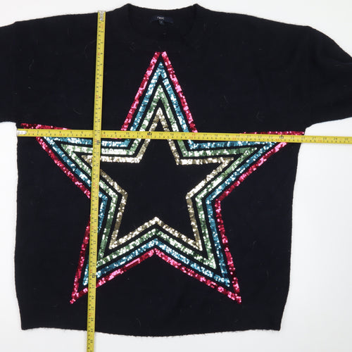 Next Women Black XL Sequin Star Pullover Jumper