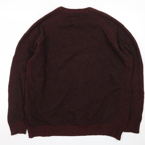 Melka Men's Brown Wool V-Neck Pullover Jumper XL