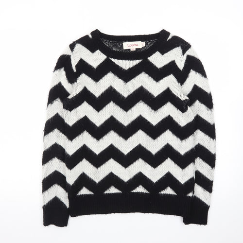Louche Women's Black & White Chevron Knit Jumper Size 10