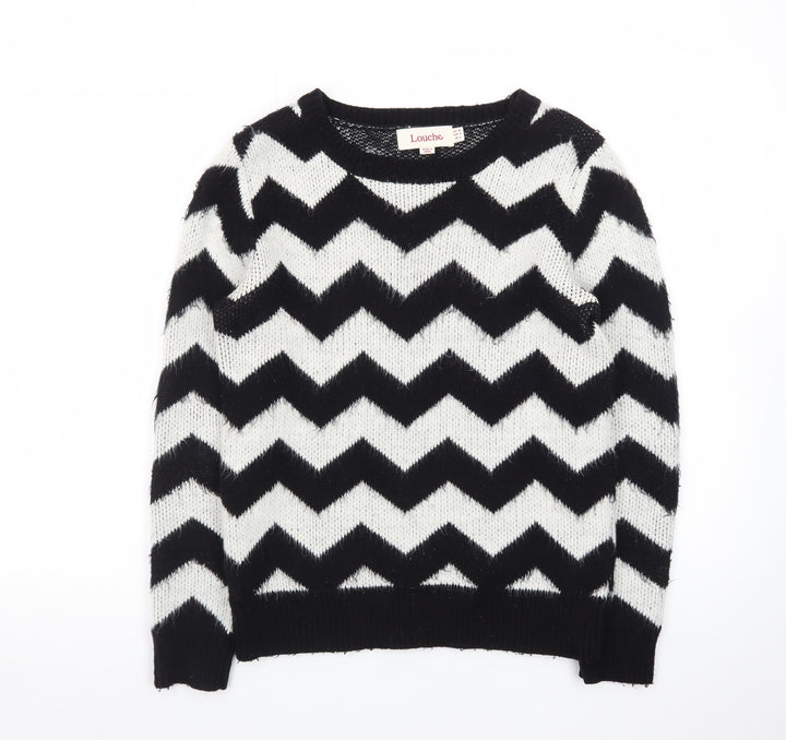 Louche Women's Black & White Chevron Knit Jumper Size 10
