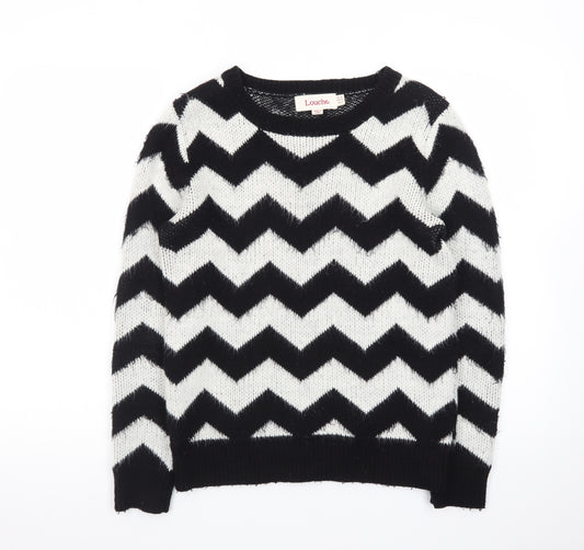 Louche Women's Black & White Chevron Knit Jumper Size 10